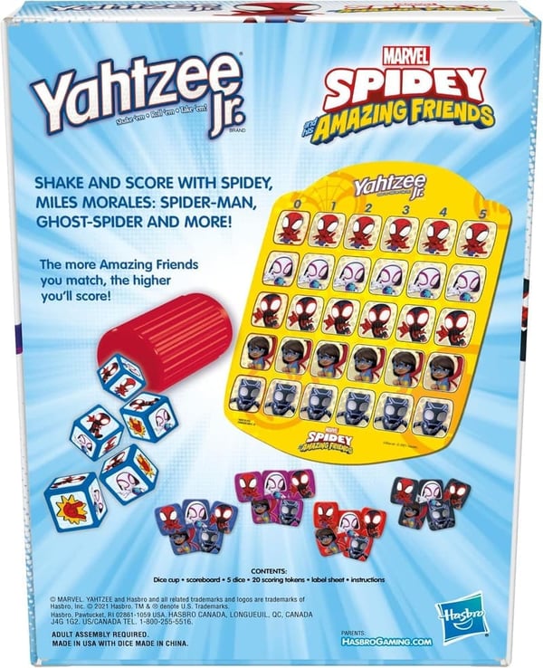 Marvel Yahtzee Jr. Board Game for Kids, Ages 4+