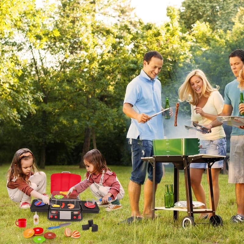 Kids BBQ Playset with Pretend Smoke & Light - Birthday Gift