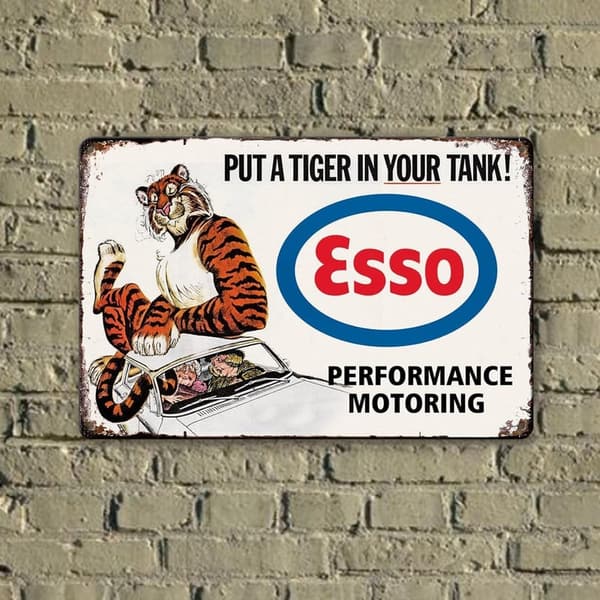 Vintage Gas Station Tin Signs - Man Cave Decor (7 Pcs)