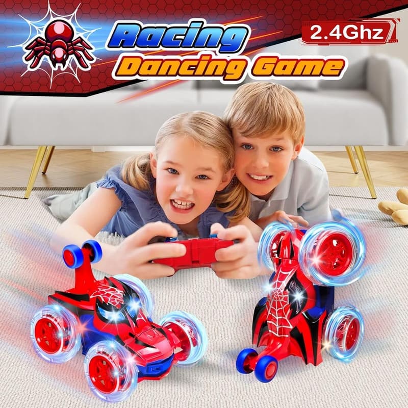 Spider RC Car for Kids Age 3-8 - 4WD Stunt Crawler Toy