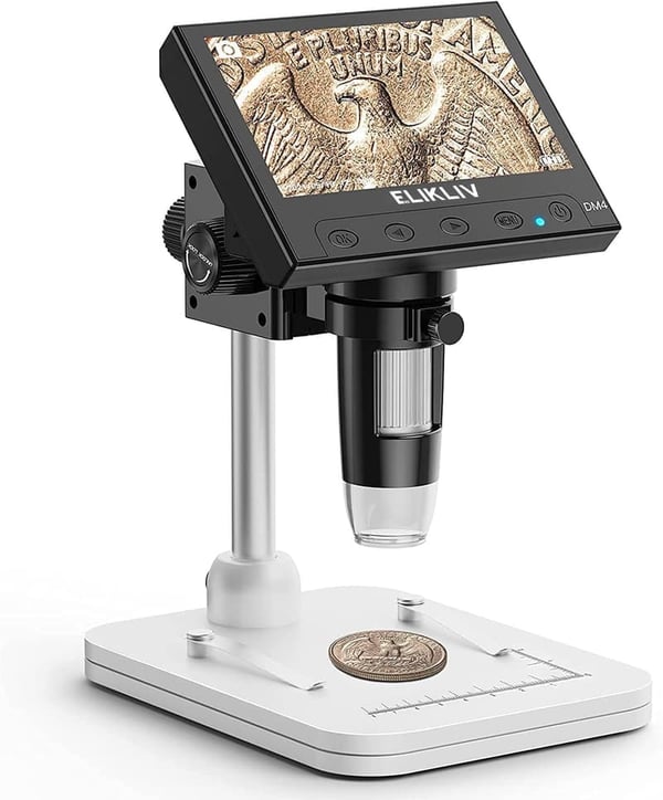 1000x Digital Coin Microscope with 8 LED Lights - LCD, PC Compatible