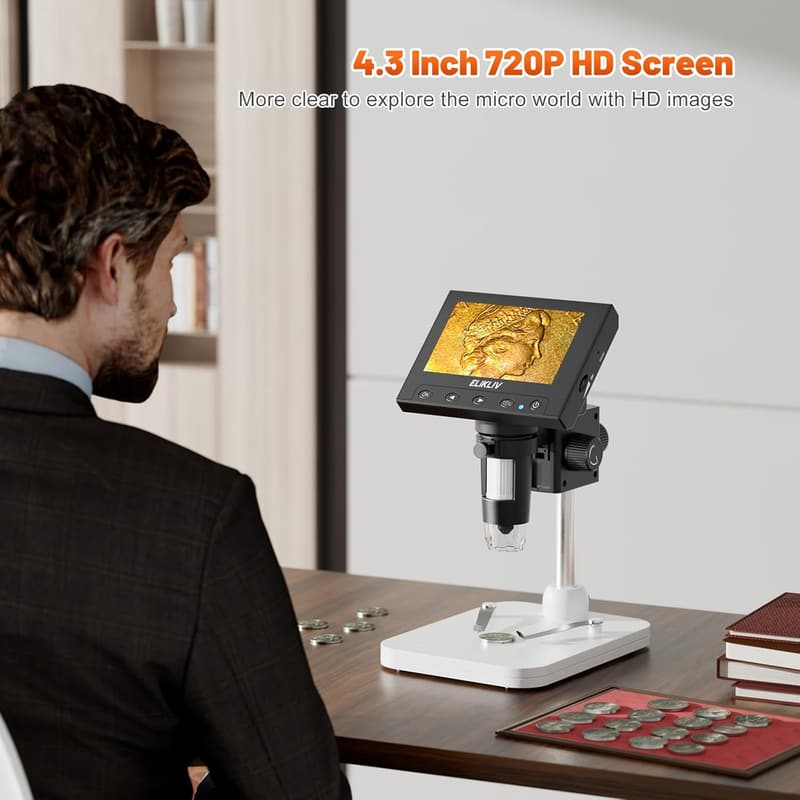 1000x Digital Coin Microscope with 8 LED Lights - LCD, PC Compatible