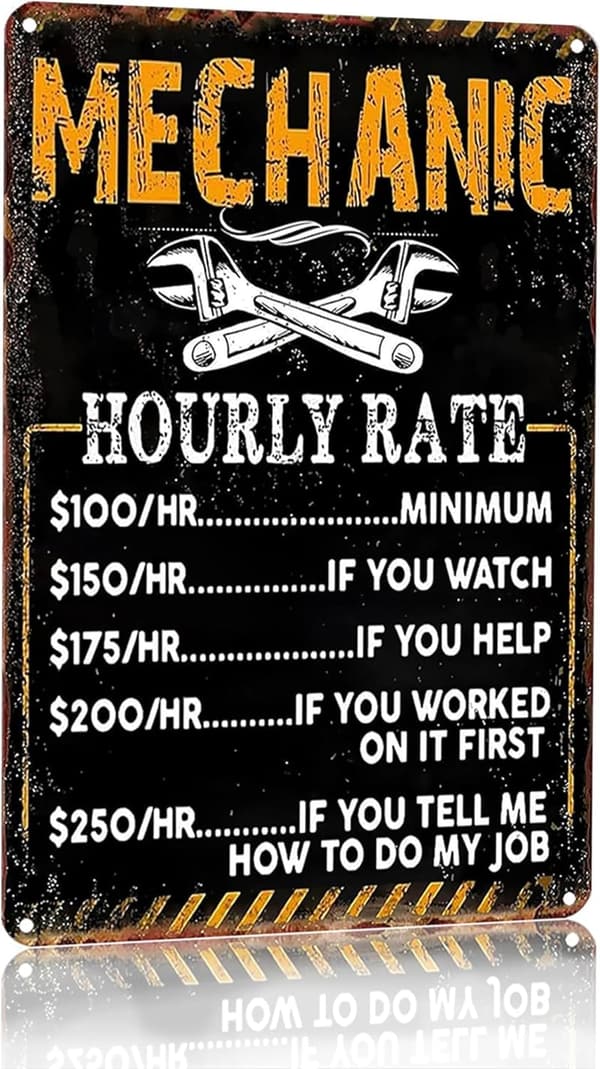 Funny Vintage Mechanic Sign for Dad – 12x8 Inch Garage Decor