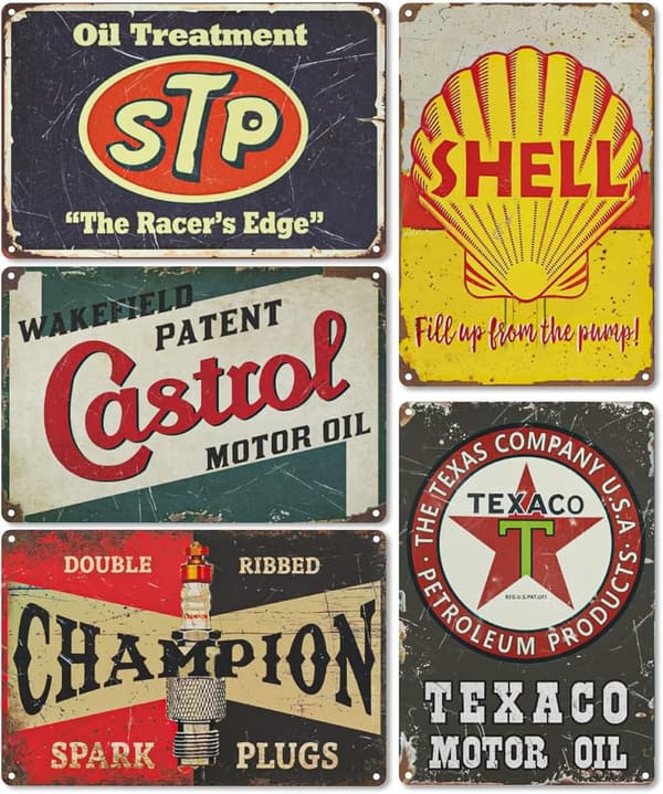 Vintage Garage Signs Set - Retro PVC Wall Decor for Men