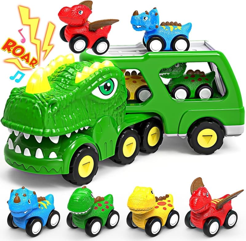 5-in-1 Dinosaur Toy Set for Boys Ages 2-5 with Lights & Sounds