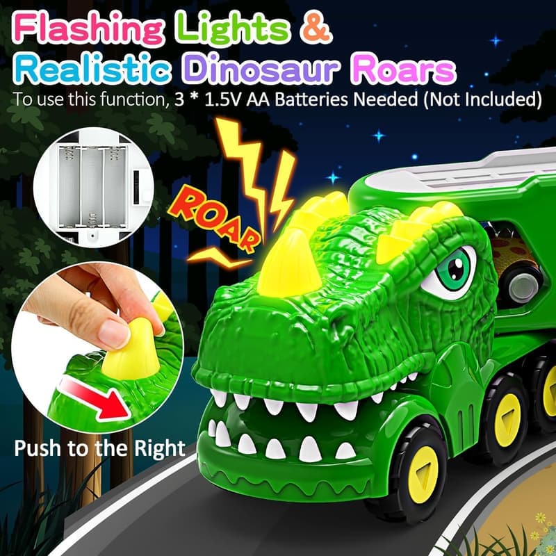 5-in-1 Dinosaur Toy Set for Boys Ages 2-5 with Lights & Sounds