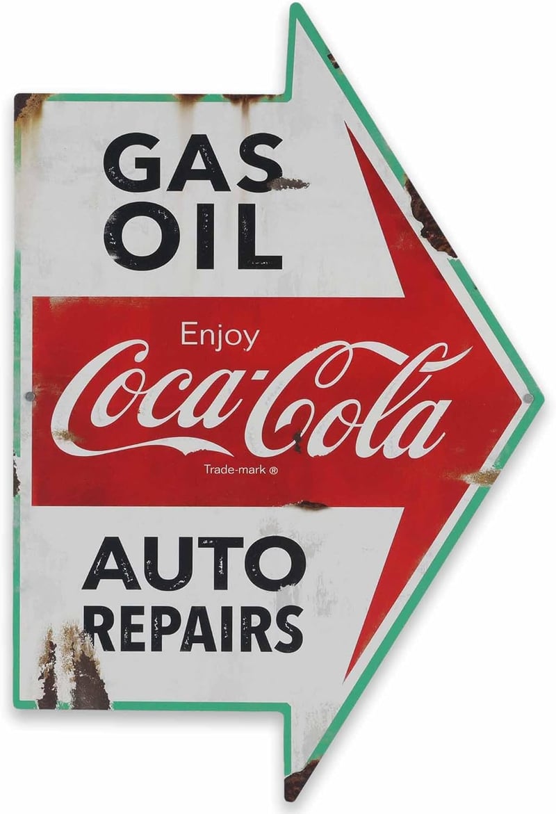 Coca-Cola Distressed Metal Sign for Garage or Man Cave Decor