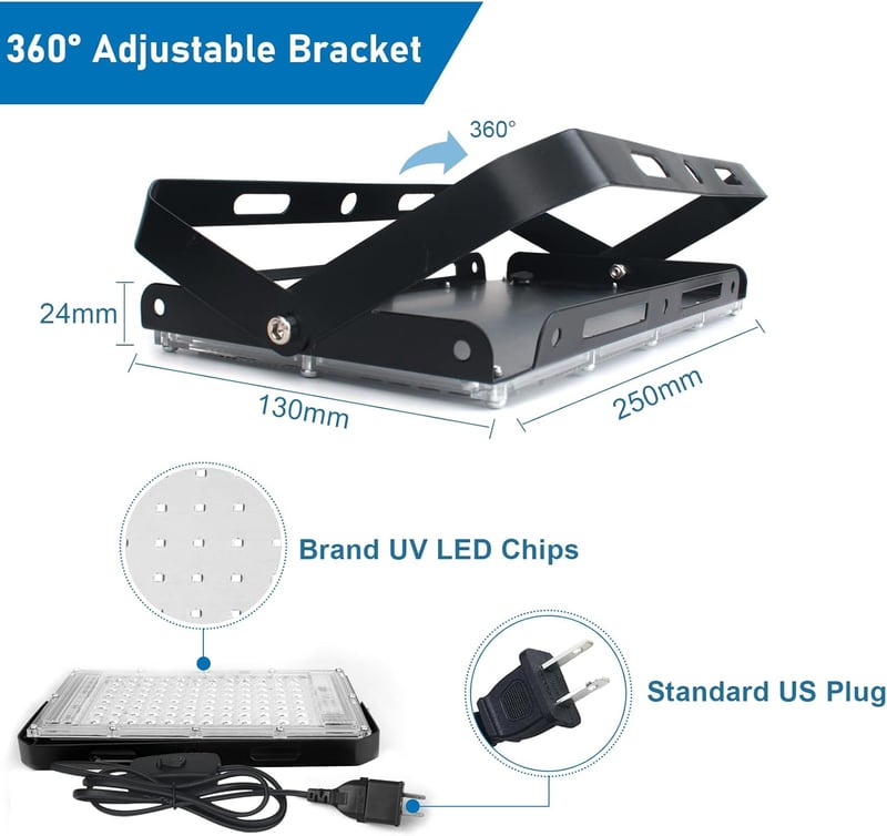 100W Waterproof UV Black Light - Glow Party & Halloween Lighting