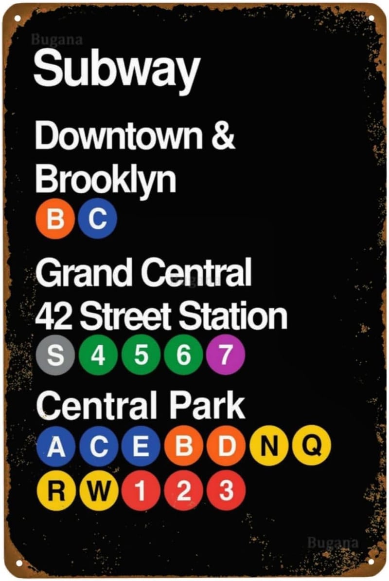 Vintage New York City Subway Metal Sign - 8