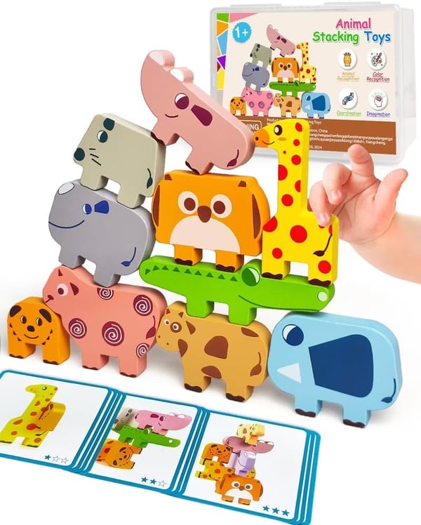 Educational Wooden Animal Blocks Set for Toddlers (Age 2-4)