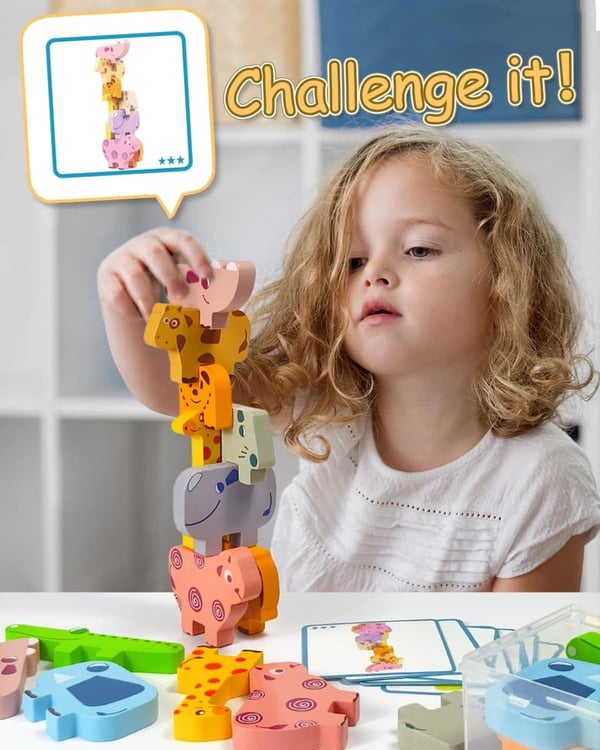 Educational Wooden Animal Blocks Set for Toddlers (Age 2-4)