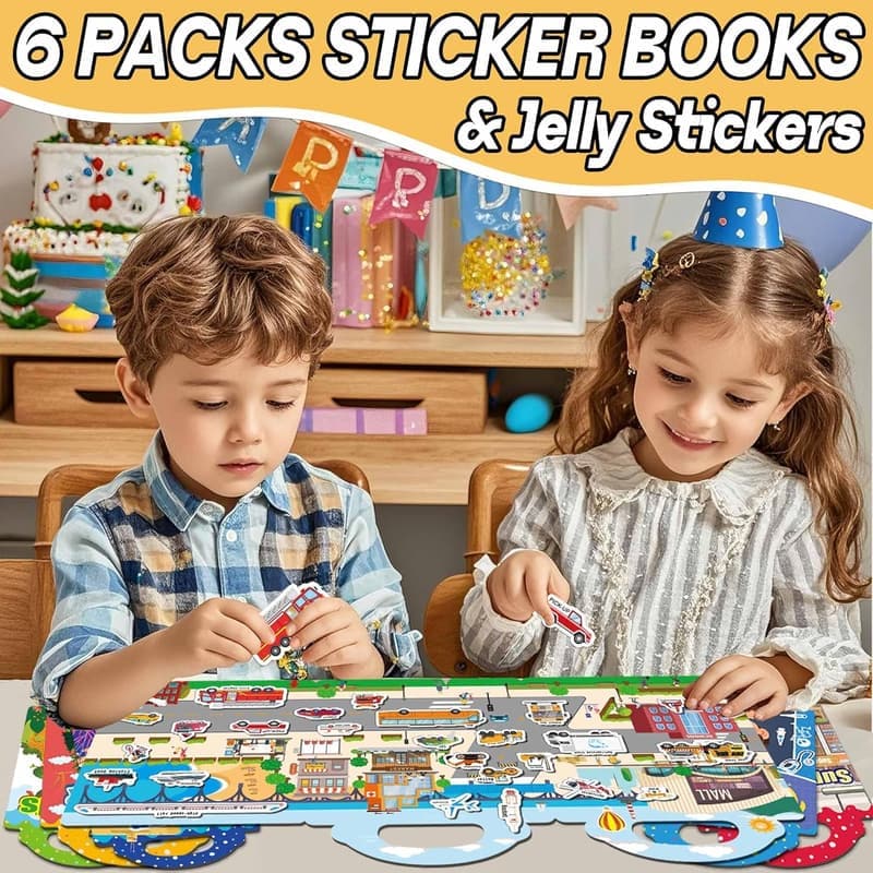 Reusable Jelly Sticker Books for Toddlers (Ages 1-4)