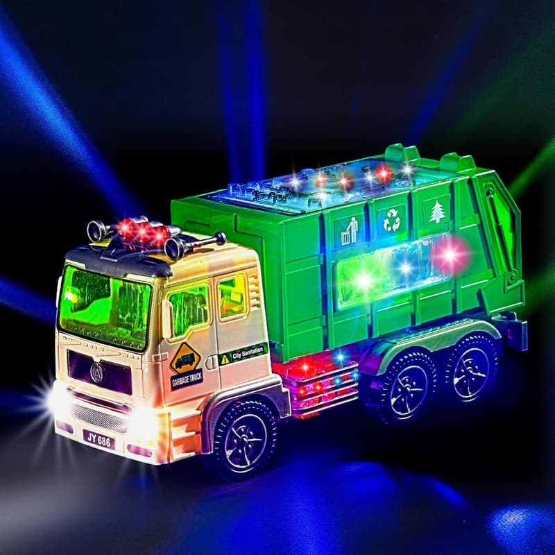 Toy Garbage Truck with 4D Lights & Sounds for 3+ Kids
