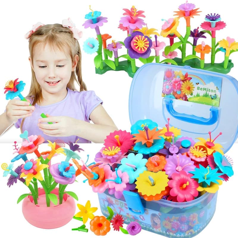 Girls' Flower Building Toy Set - 148 pcs Arts & Crafts Activity