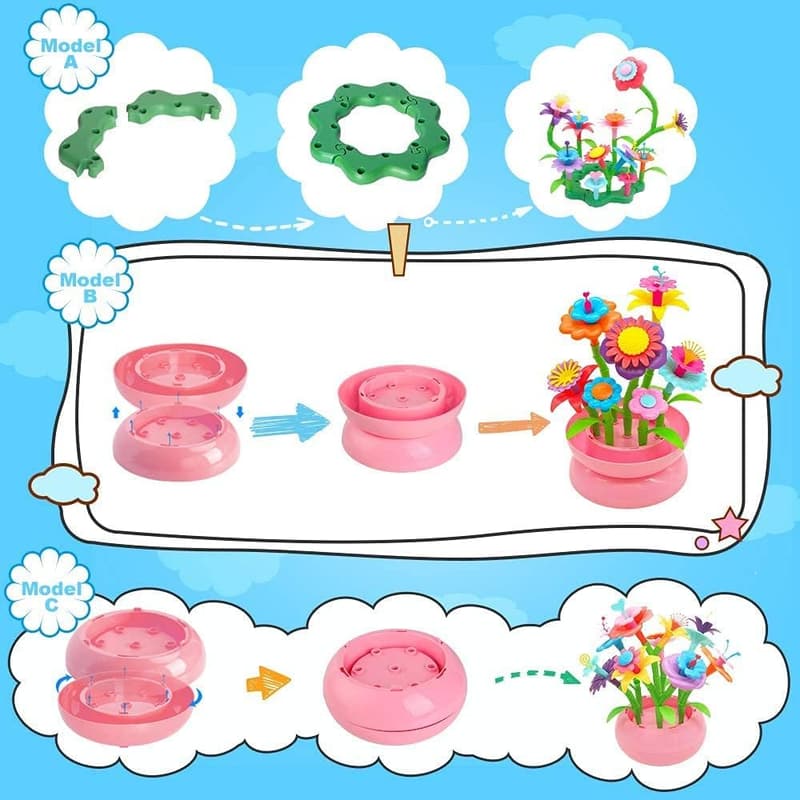 Girls' Flower Building Toy Set - 148 pcs Arts & Crafts Activity