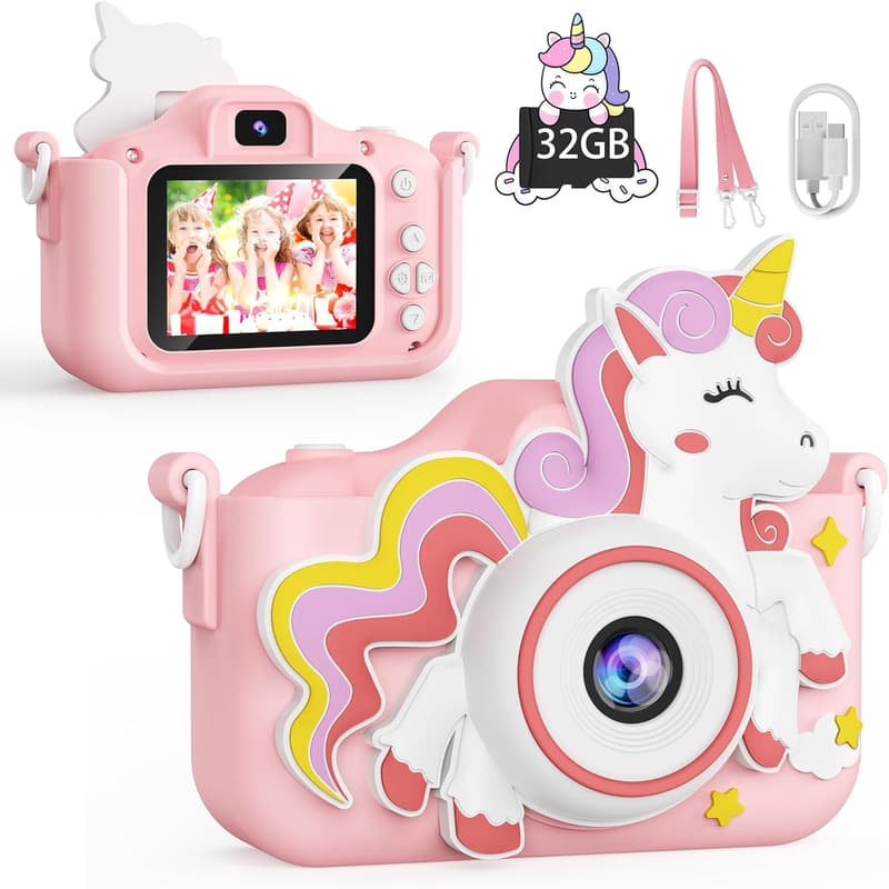 Kids Digital Camera Toy - 1080P HD, Unicorn Design, Age 3-12