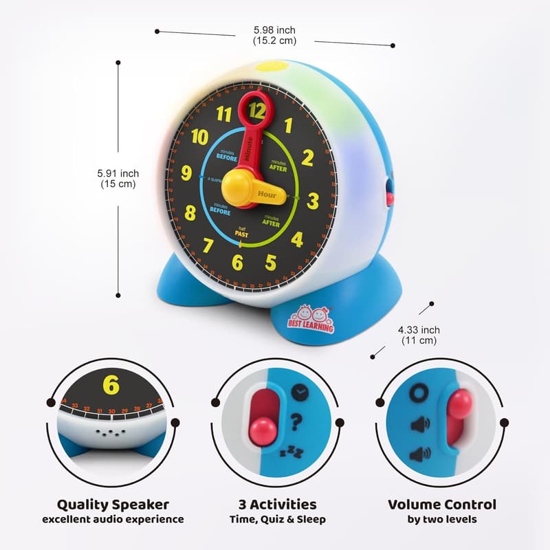 Educational Talking Learning Clock Toy for Toddlers & Kids