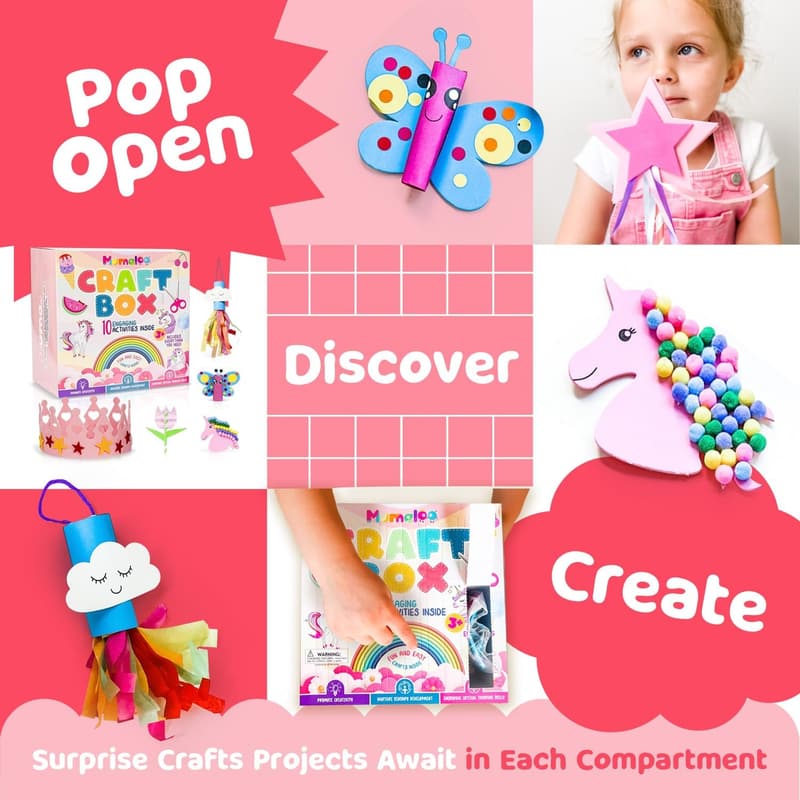Unicorn Craft Box - 10 No-Mess Art Projects for Kids Ages 4-8
