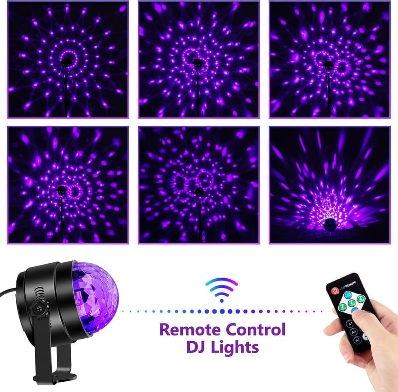 Glow Party UV Black Lights, 6W LED Strobe with Remote, 2 Pack