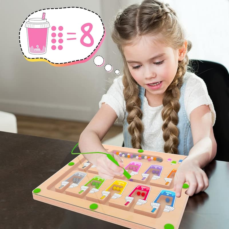 Montessori Magnetic Color & Number Maze Puzzle for Toddlers