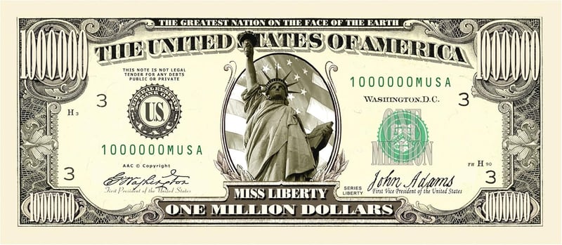 Traditional Million Dollar Bill - Pack of 5 Art Prints
