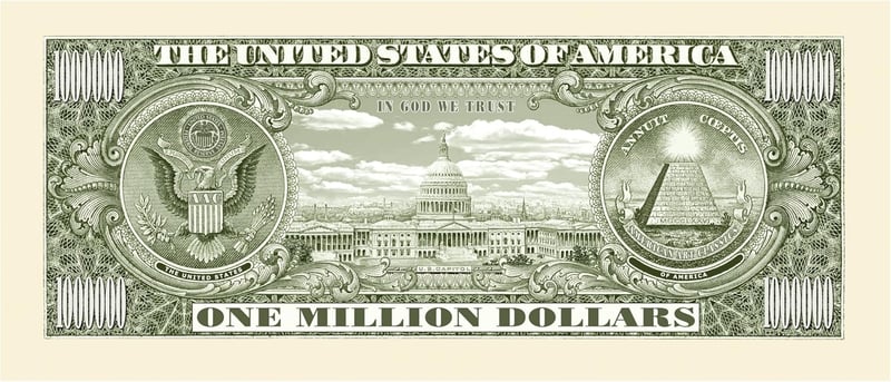 Traditional Million Dollar Bill - Pack of 5 Art Prints