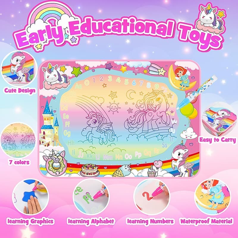 Unicorn Water Doodle Mat for Kids 3-8 - Educational Gift