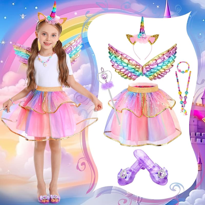 Girls' Tutu Princess Dress-Up Set with Accessories for Ages 3-6