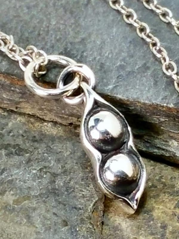 Twins Best Friends Sterling Silver Peas in a Pod Necklace