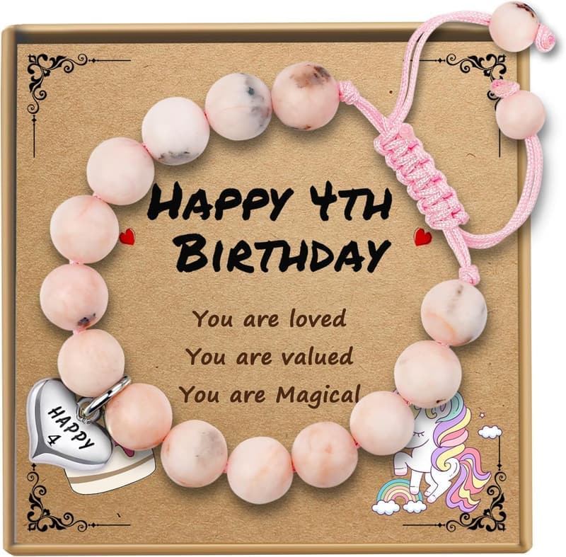 Birthday Beaded Bracelet for Girls, Adjustable Pearl Design