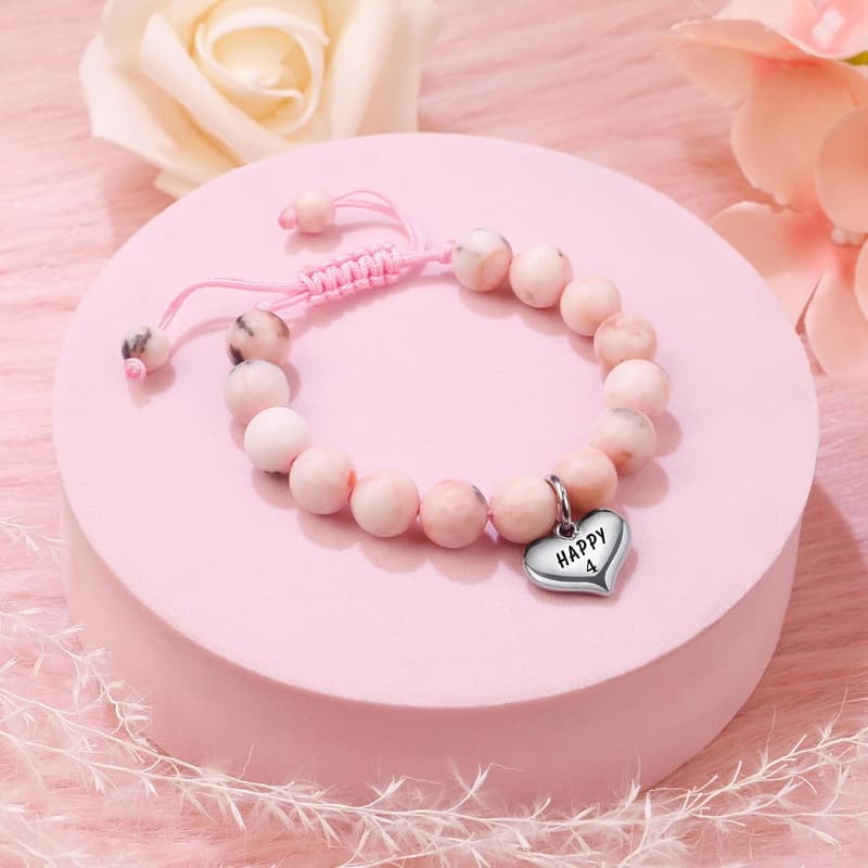 Birthday Beaded Bracelet for Girls, Adjustable Pearl Design