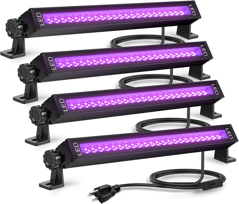 LED Black Lights 4-Pack for Glow Parties & Stage Lighting