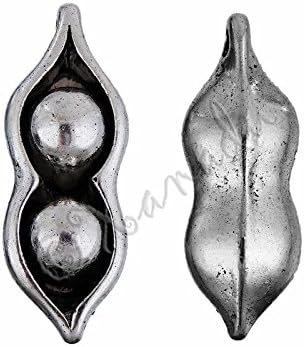 Antiqued Silver Plated Peapod Pendant for DIY Jewelry