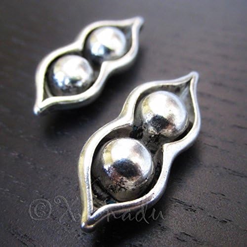 Antiqued Silver Plated Peapod Pendant for DIY Jewelry