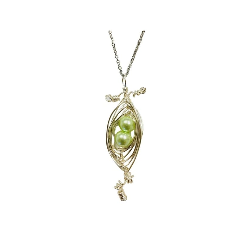 Mint Glass Pearl Pod Necklace on 24