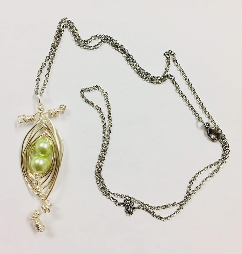 Mint Glass Pearl Pod Necklace on 24