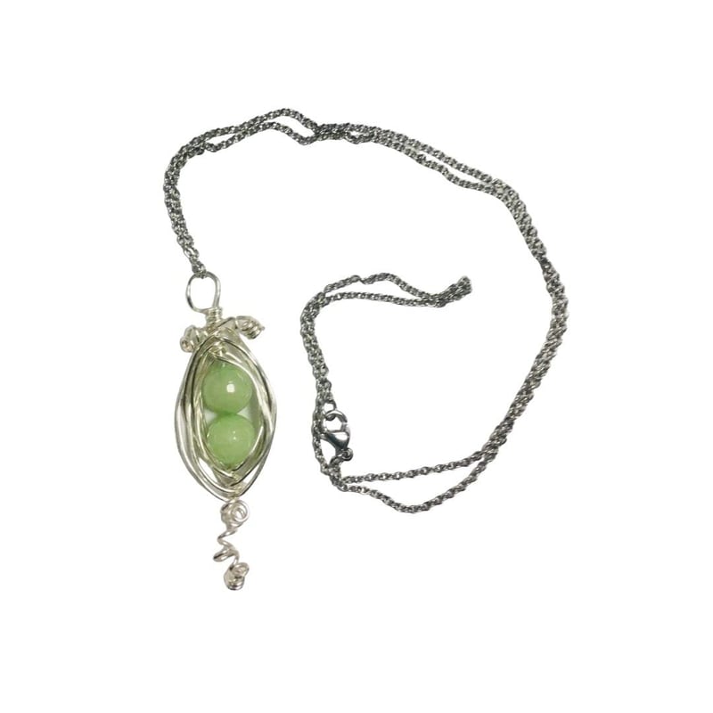 Wire-Wrapped Necklace with Apple Green Gemstones on 20