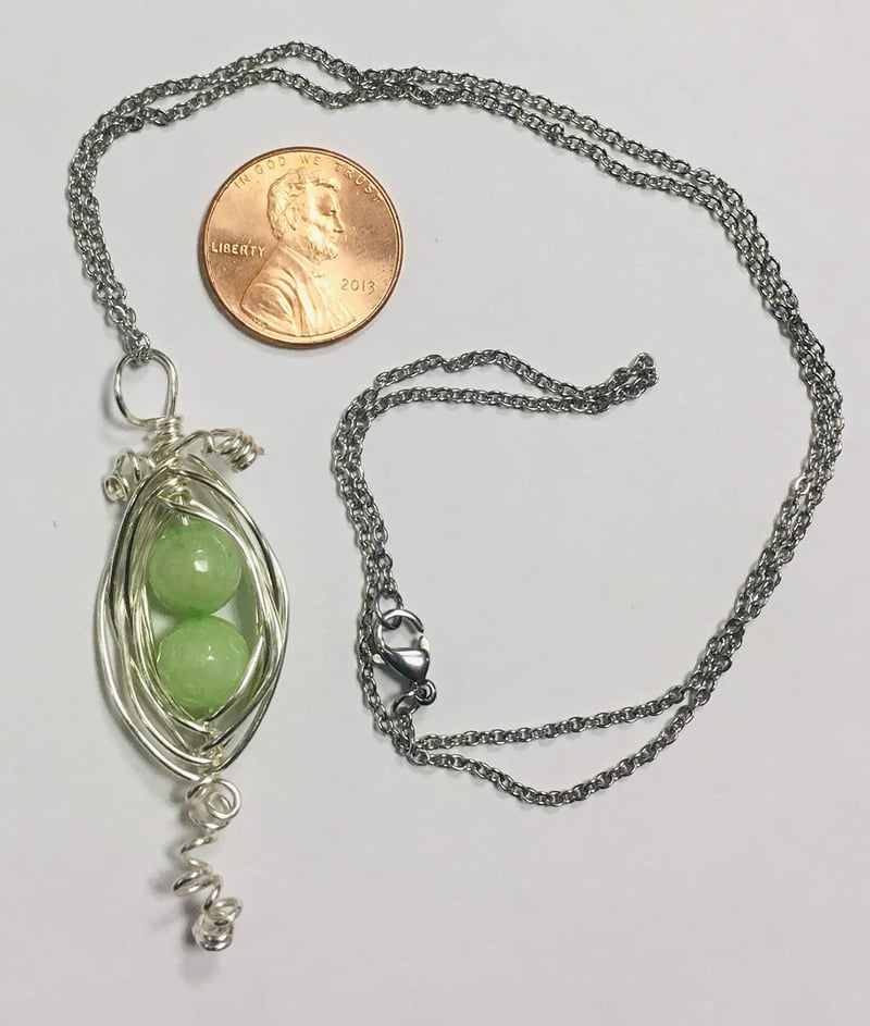 Wire-Wrapped Necklace with Apple Green Gemstones on 20