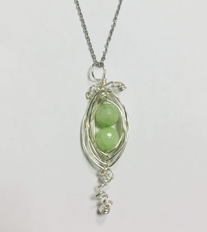 Wire-Wrapped Necklace with Apple Green Gemstones on 20