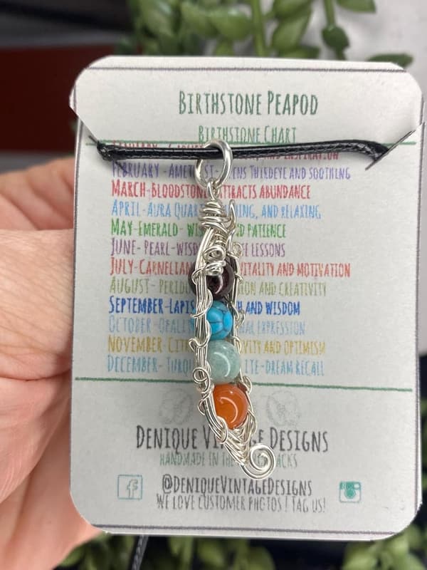 Customizable Birthstone Peapod Charm Necklace in 14k Rose Gold