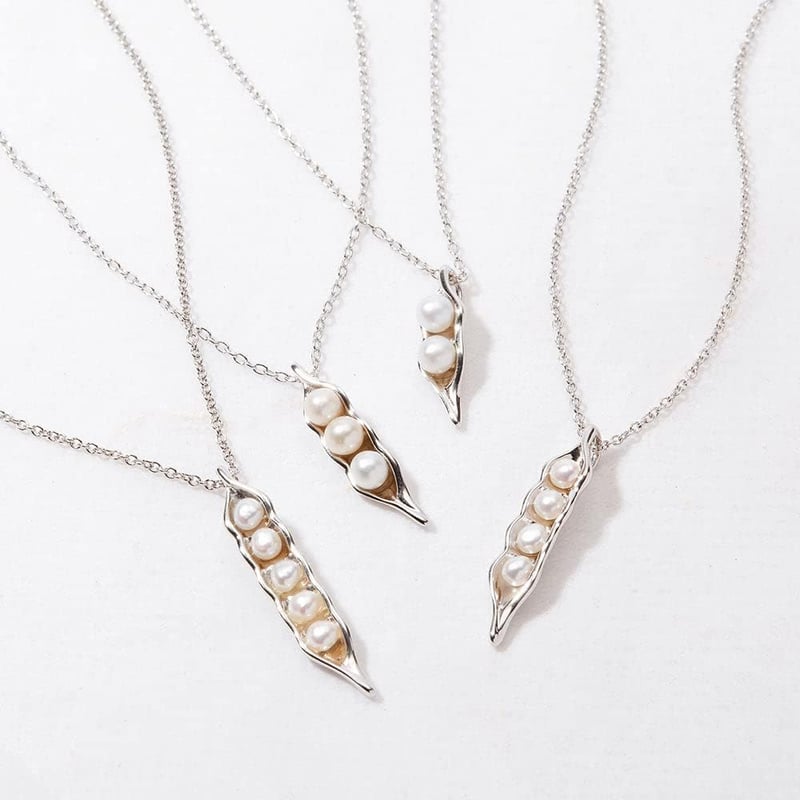 Sterling Silver Two Peas in a Pod Necklace - Gift for New Moms