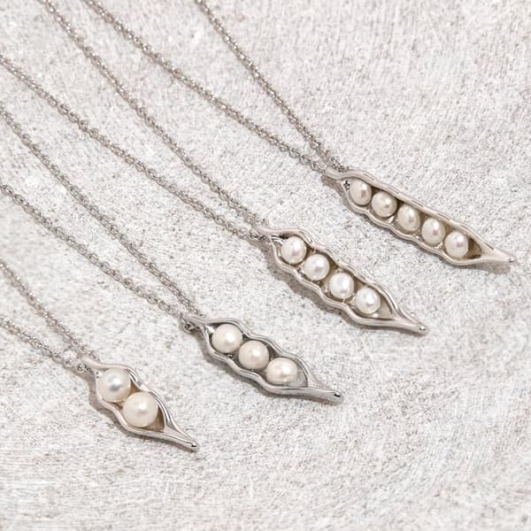 Sterling Silver Two Peas in a Pod Necklace - Gift for New Moms