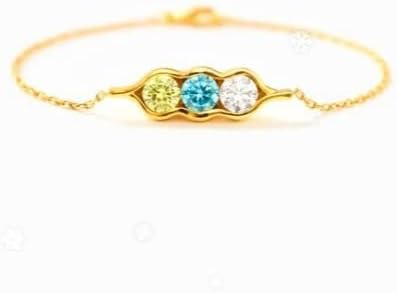 Personalized Mother's Day Link Bracelet with Up to 6 Birthstones