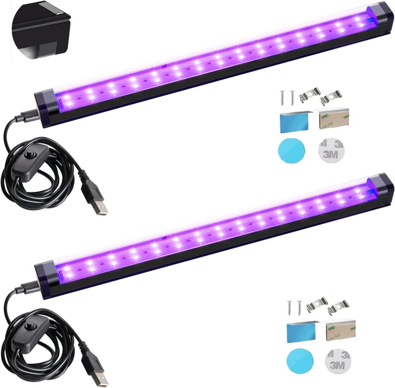 10W UV LED Blacklight Strip Lights for Glow Parties - 2 Pack