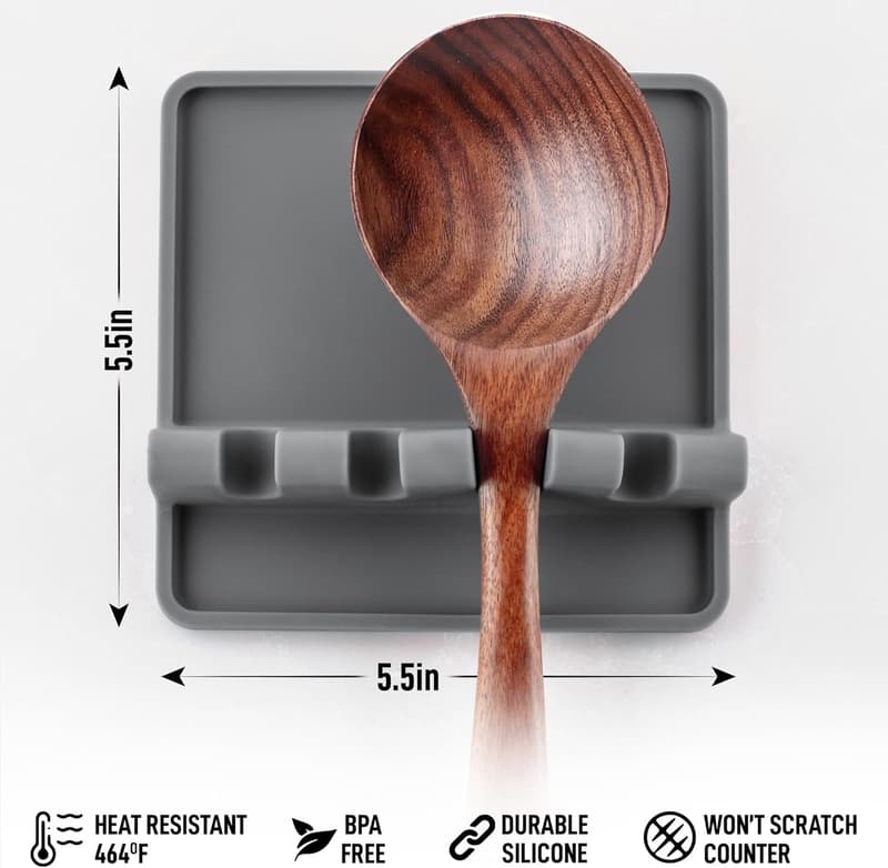 Heat-Resistant Silicone Utensil Rest with Drip Pad