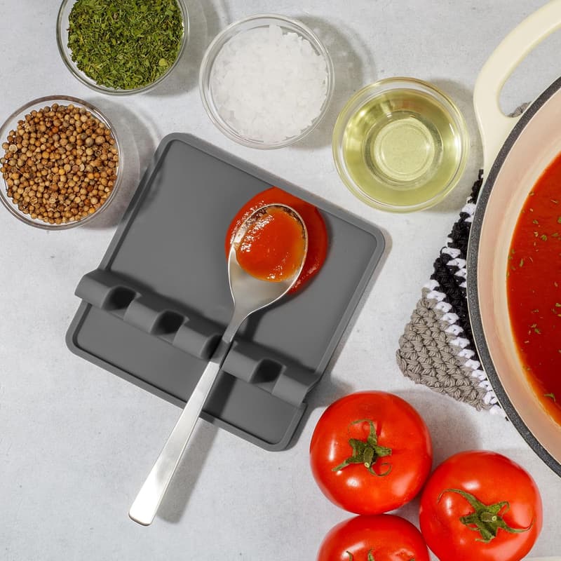 Heat-Resistant Silicone Utensil Rest with Drip Pad