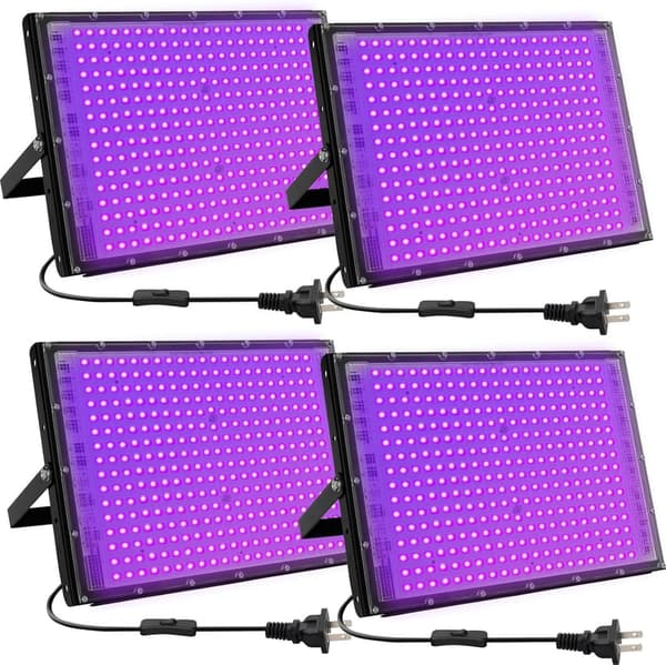 Glow Party 300W LED Black Light Flood Lights - 395nm UV, IP65 Waterproof (4 Pack)