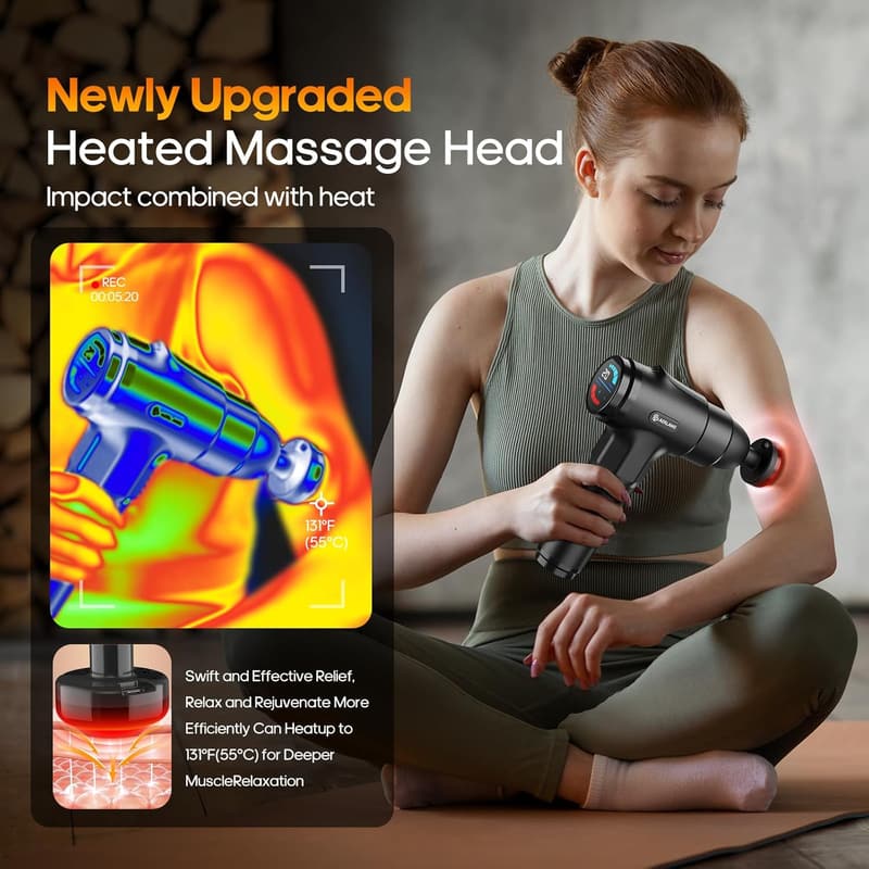 Pain Relief Massage Gun with Heat – Deep Tissue Percussion for Dad
