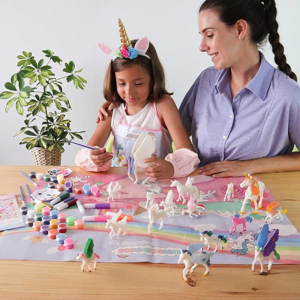 Unicorn Painting Kit for Girls with 18 Figurines - Glow in the Dark