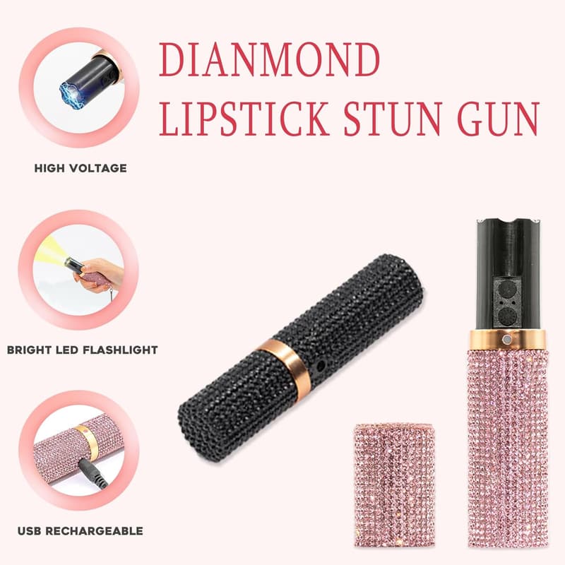 Lipstick Stun Gun for Women - Discreet Self-Defense with Keychain